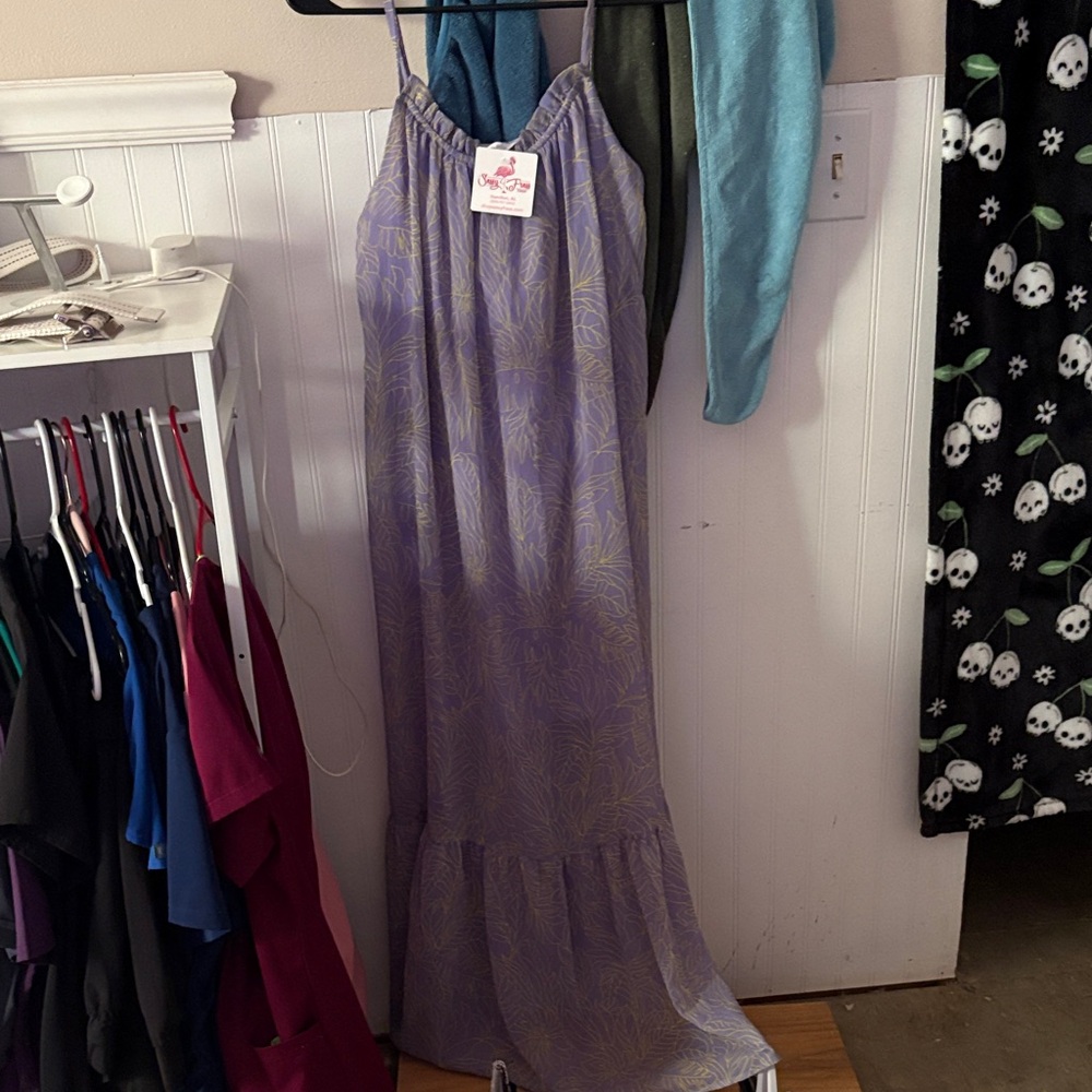 Purple Maxi Dress with Gold Accents